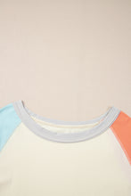 Load image into Gallery viewer, Yellow Cream Colorblock Patchwork Crew Neck Long Sleeve Top
