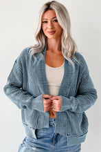 Load image into Gallery viewer, Evergreen Mineral Wash Exposed Seam Patchwork Knit Open Sweater Cardigan
