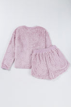Load image into Gallery viewer, Lavendula Textured Leopard Fleece Loose Two Piece Lounge Set
