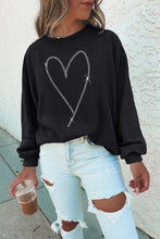 Load image into Gallery viewer, Black Rhinestone Heart Pattern Valentines Fashion Sweatshirt

