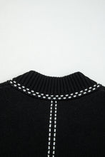 Load image into Gallery viewer, Black Contrast Trim Button up Sweater Cardigan
