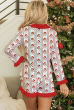 Load image into Gallery viewer, White Santa &amp; Stripes Ruffle PJ Set
