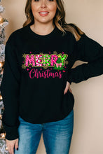 Load image into Gallery viewer, Black MERRY Christmas Playful Letter Print Drop Shoulder Sweatshirt
