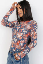 Load image into Gallery viewer, Orchid Petal Floral Print Mesh Fitted Long Sleeve Top
