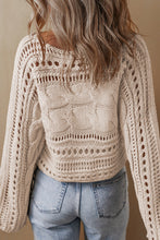 Load image into Gallery viewer, Smoke Gray Hollow-out Cable Knit Cropped Sweater

