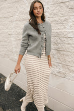 Load image into Gallery viewer, Philippine Gray Ribbed Knit Bow Front Buttoned Cardigan
