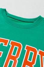 Load image into Gallery viewer, Bright Green MERRY Graphic Pullover Sweatshirt
