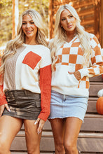 Load image into Gallery viewer, Gold Flame Colorblock Patched Pocket Drop Shoulder Sweater
