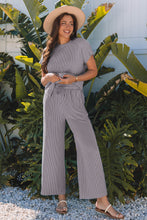 Load image into Gallery viewer, Wild Wind Solid Corded Knit Short Sleeve T Shirt and Wide Leg Pants Set

