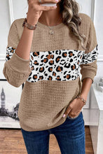Load image into Gallery viewer, Parchment Leopard Quilted Patchwork Crew Neck Sweatshirt
