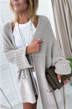 Load image into Gallery viewer, Gray Oversized Fold Over Sleeve Open Front Cardigan
