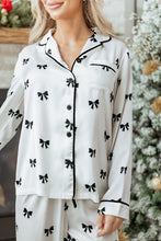 Load image into Gallery viewer, White Bows Print Two Piece Sleepwear
