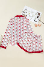 Load image into Gallery viewer, White Santa &amp; Stripes Ruffle PJ Set
