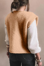 Load image into Gallery viewer, Light French Beige Big Button Accent Fuzzy Pocket Vest

