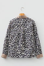 Load image into Gallery viewer, Multicolour Leopard Print Contrast Patchwork Cuffs Button Collared Top
