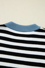 Load image into Gallery viewer, Color black Striped Panels Colorblock Sleeve Chic Sweater
