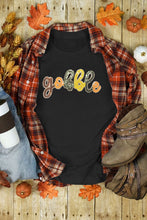 Load image into Gallery viewer, Black gobble Sequin Letter Graphic Thanksgiving T Shirt
