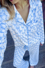 Load image into Gallery viewer, Sky Blue Bow Print Long Sleeve Shirt and Pants Soft Pajama Set

