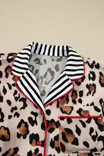 Load image into Gallery viewer, Dearlove Khaki Leopard Print Colorblock Striped Edge Shirt and Pants Pajama Set
