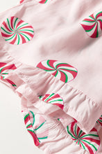 Load image into Gallery viewer, Pink Christmas Candy Contrast Trim Bow Knot Silky 2pcs Pajama Set
