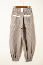 Load image into Gallery viewer, Brown Stripe Drawstring Cargo Jogger Pants with Pockets
