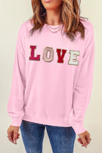 Load image into Gallery viewer, Pink Valentine LOVE Chenille Embroidered Sweatshirt

