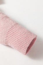 Load image into Gallery viewer, Pink Floral Pattern Half Zip Drop Shoulder Sweater
