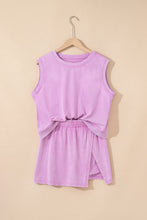 Load image into Gallery viewer, Phalaenopsis 2 Pieces Mineral Wash Cotton Tank Top Lined Split Skirt Set
