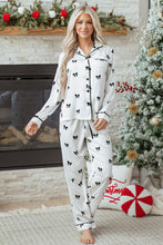 Load image into Gallery viewer, White Bows Print Two Piece Sleepwear
