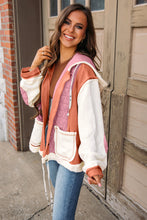 Load image into Gallery viewer, Coral Quilted Textured Patchwork Loose Fit Hooded Jacket
