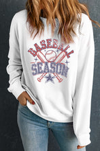 Load image into Gallery viewer, White BASEBALL SEASON Vintage Print Graphic Sweatshirt
