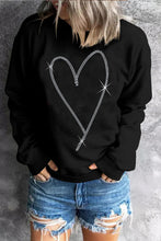Load image into Gallery viewer, Black Rhinestone Heart Pattern Valentines Fashion Sweatshirt
