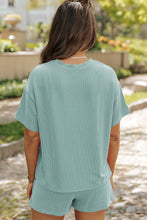 Load image into Gallery viewer, Iceland Blue Ribbed Textured Knit Loose Fit Tee and Shorts Set
