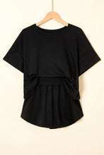 Load image into Gallery viewer, Black 2pcs Cropped Tee and Ruffle High Waist Skort Set
