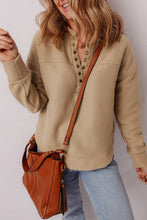 Load image into Gallery viewer, Light French Beige Grommet Detail V Neck Sweatshirt
