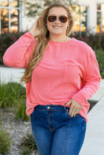 Load image into Gallery viewer, Peach Blossom Plus Size Ribbed Textured Long Sleeve T Shirt
