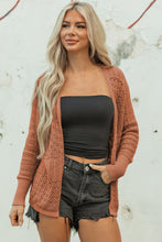 Load image into Gallery viewer, Redwood Burl Mix Pattern Hollowed Knit Open Front Cardigan

