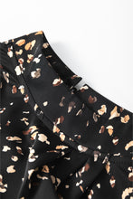 Load image into Gallery viewer, Black Leopard Print Lantern Sleeve Mock Neck Pleated Blouse
