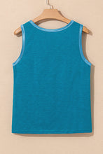 Load image into Gallery viewer, Peacock Blue Metallic Sheen Edge Scoop Neck Tank Top
