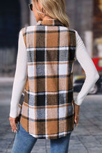 Load image into Gallery viewer, Straw Yellow Retro Plaid Button up Collared Vest
