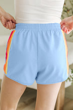 Load image into Gallery viewer, Beau Blue Color Block Stripes Elastic High Waist Active Shorts
