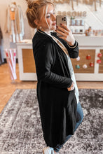 Load image into Gallery viewer, Black Solid Color Open Front Cardigan with Pocket
