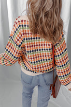 Load image into Gallery viewer, Multicolour Dotty Striped Pattern Knit Drop Shoulder Sweater
