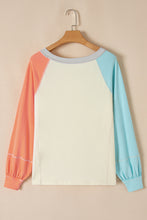 Load image into Gallery viewer, Yellow Cream Colorblock Patchwork Crew Neck Long Sleeve Top
