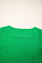 Load image into Gallery viewer, Dark Green Textured Ruffled Sleeve Round Neck Top

