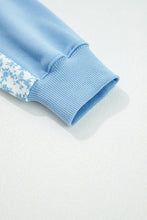 Load image into Gallery viewer, Beau Blue Floral Patchwork Drop Shoulder Pullover and Sweatpants Lounge Set
