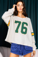 Load image into Gallery viewer, White Number 76 Printed Retro Sporty Long Sleeve Top
