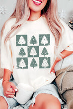 Load image into Gallery viewer, White Christmas Tree Checkered Distressed Graphic Oversize Tee
