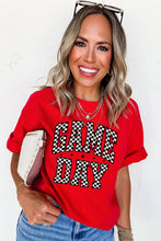Load image into Gallery viewer, Red Checkered Game Day Graphic T Shirt
