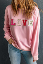 Load image into Gallery viewer, Pink Valentine LOVE Chenille Embroidered Sweatshirt
